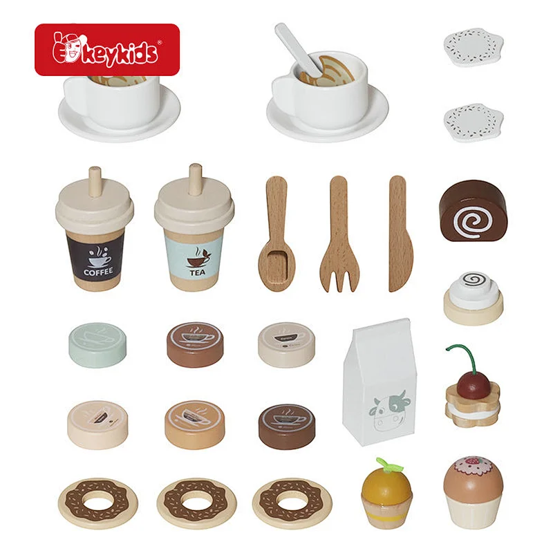 Pretend Play Coffee Maker Wooden Coffee Shop Toy for Girls Boys W10L022